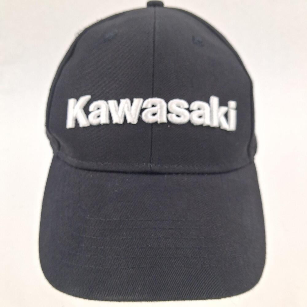 Kawasaki Hat Cap Strap Back One Size Black Twill Baseball Motorcycle Mens